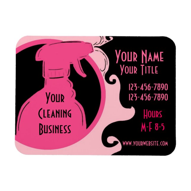 Cleaning Service pink referral business MAGNET (Horizontal)