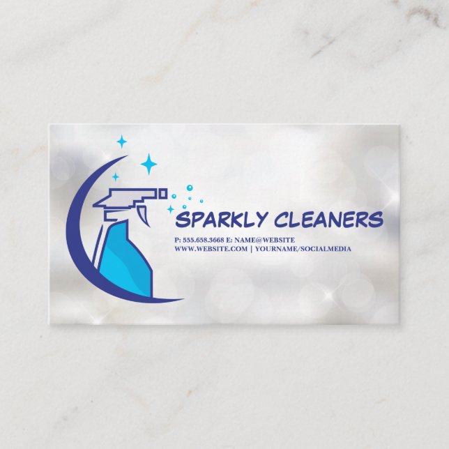 Cleaning Service | Sparkly Bottle Spray Business Card (Front)