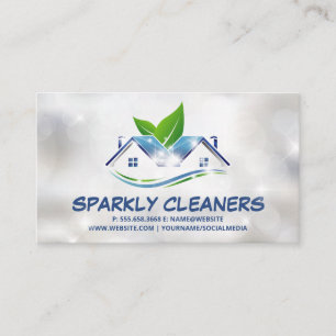 Cleaning Service   Sparkly House Logo Business Card