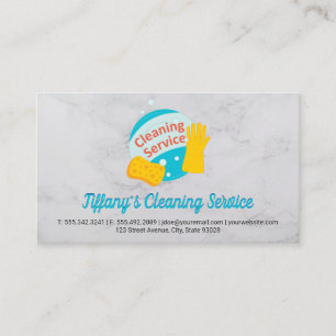 Cleaning Service   Sponge and Glove Business Card