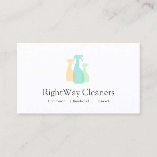 Cleaning Service Spray Bottle Logo Business Card (Front)