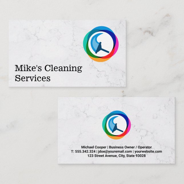 Cleaning Service | Squeegee Logo Business Card (Front/Back)