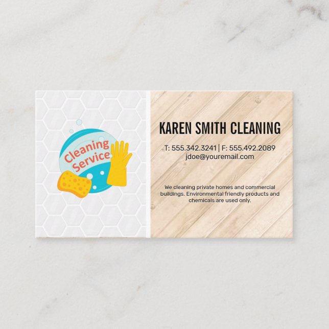 Cleaning Service | Tile | Wooden Floors Business Card (Front)
