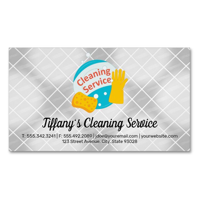 Cleaning Service | Tiling Magnetic Business Card (Front)