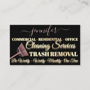 Cleaning Service Trash Removal Maid Rose Logo Business Card