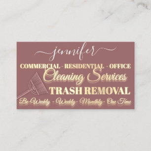 Cleaning Service Trash Removal Maid Rose QR Logo Business Card