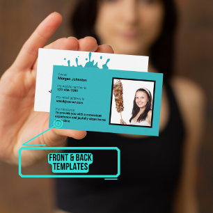 Cleaning Service Water Splash with Photo Business  Business Card