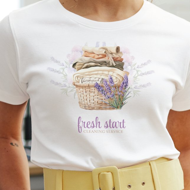 Cleaning Service Watercolor Lavender Laundry T-Shirt (Creator Uploaded)