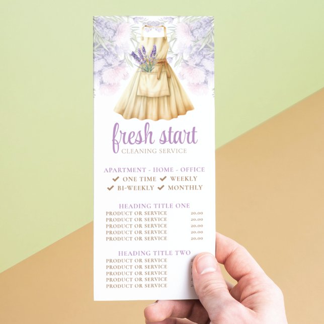 Cleaning Service Watercolor Price List Rack Card (Creator Uploaded)