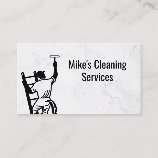 Cleaning Service | Window Cleaner Logo Business Card (Front)