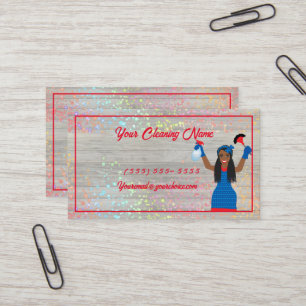 Cleaning Service with cleaners, Lady Business Card
