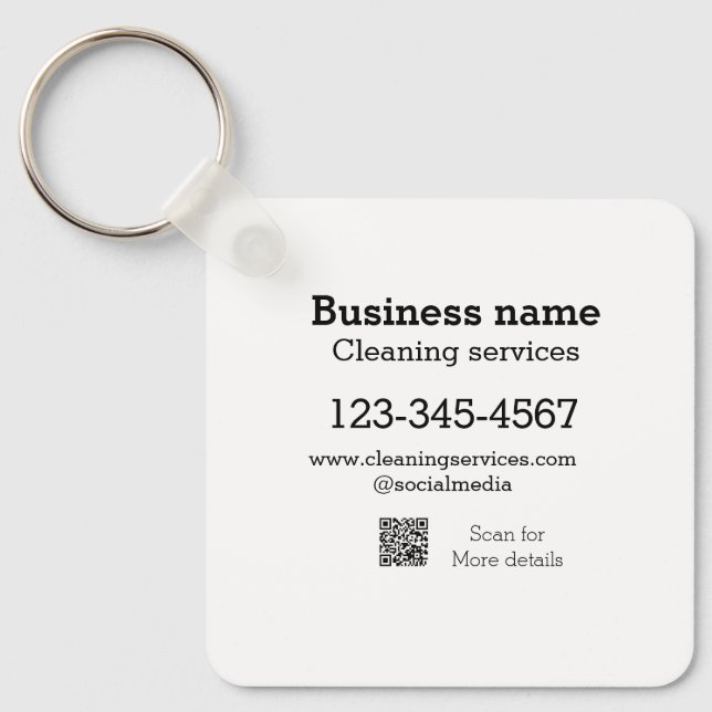Cleaning services add number website email address keychain (Front)