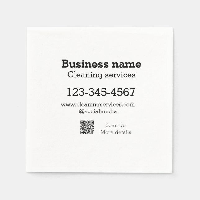 Cleaning services add number website email address napkin (Front)