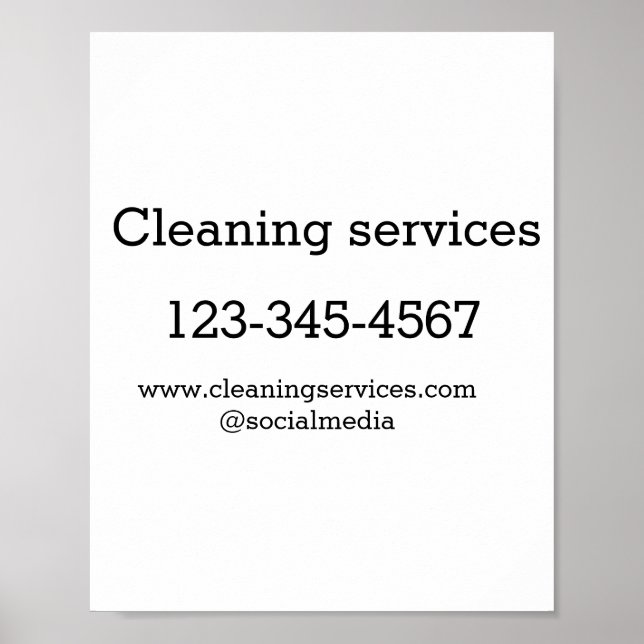 Cleaning services add number website email address poster (Front)