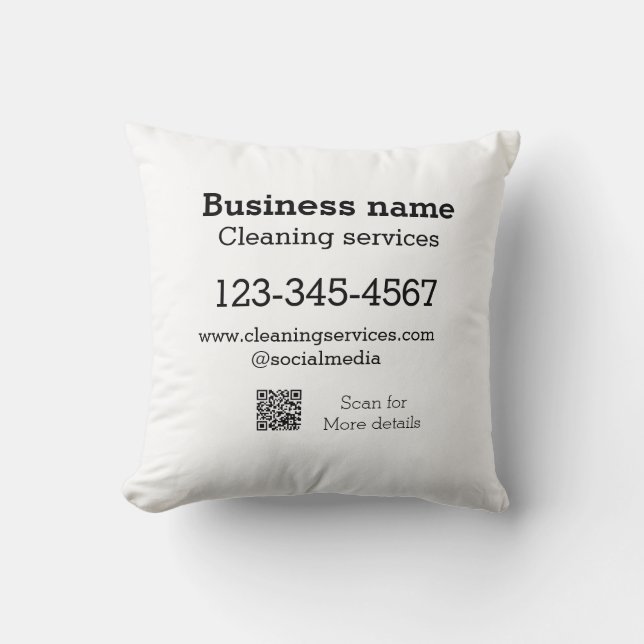 Cleaning services add number website email address throw pillow (Front)