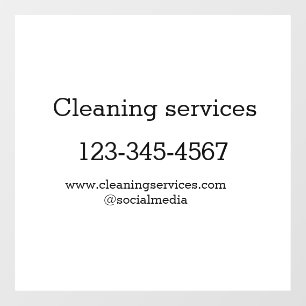 Cleaning services add number website email address window cling