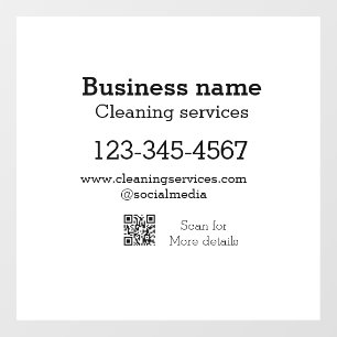 Cleaning services add number website email address window cling