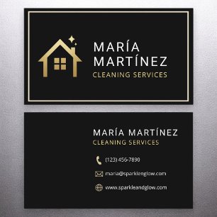 Cleaning Services Black Gold Business Card