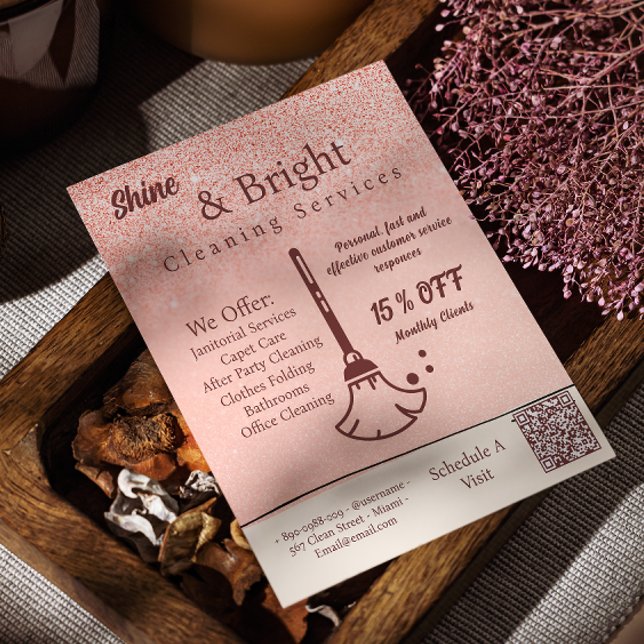 Cleaning Services Blush Rose Gold Scan To Connect Flyer (Cleaning Services Blush Rose Gold Scan To Connect Flyer)
