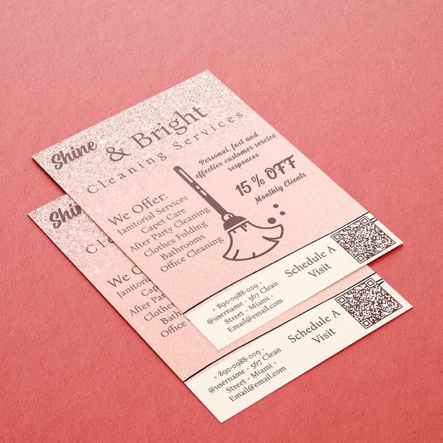 Cleaning Services Blush Rose Gold Scan To Connect Invitation (Cleaning Services Blush Rose Gold Scan To Connect Invitation)