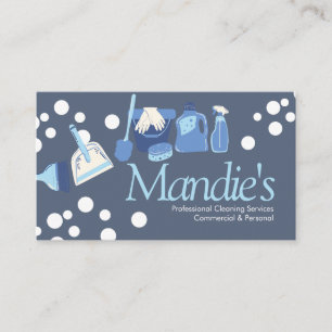 Cleaning Services Bubbles Blue  Business Card