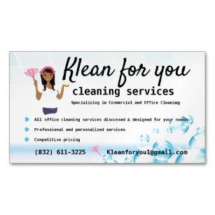Cleaning Services Bubbles White Magnetic Business Card