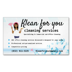 Cleaning Services Bubbles White Tiles Magnetic Business Card