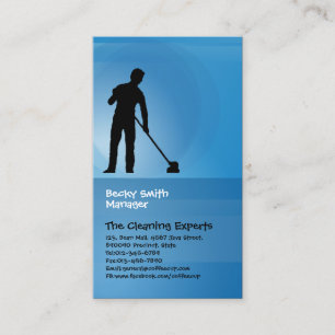 Cleaning Services Business Card Man With Mop