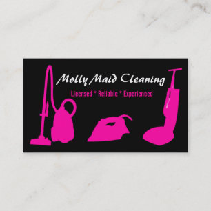 Cleaning Services Business Card Pink Black