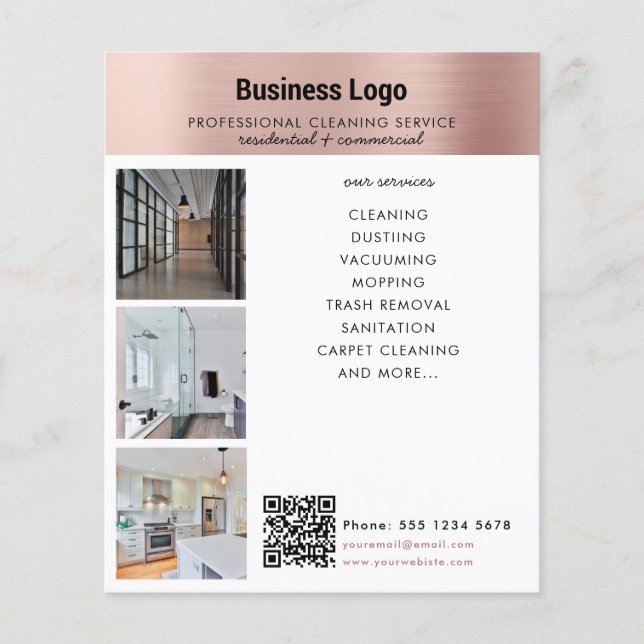 Cleaning Services Business Promotional QR Code Flyer (Front)