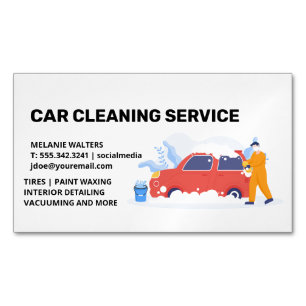 Cleaning Services Car Wash Soap Bubbles Magnetic Business Card
