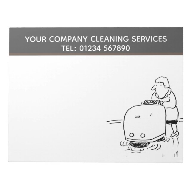 Cleaning Services Cartoon Theme to Personalise Notepad (Front)