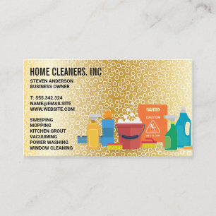 Cleaning Services   Circle Pattern   Gold Metallic Business Card