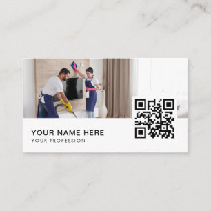 Cleaning Services couple Photographer QR Code Business Card