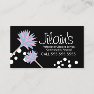 Cleaning Services Duster Pink  Business Card