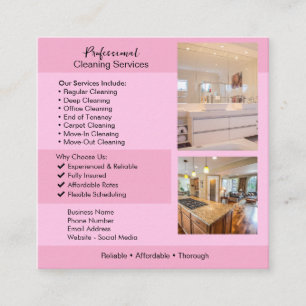Cleaning Services Flyer   Editable House Cleaning  Square Business Card