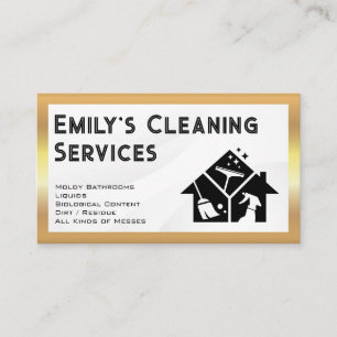 Cleaning Services   Gold Border   Maid Logo Business Card