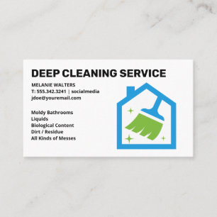 Cleaning Services   Home Broom Logo Business Card