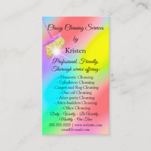 Cleaning Services House Keeping QRCode Logo Pink Business Card