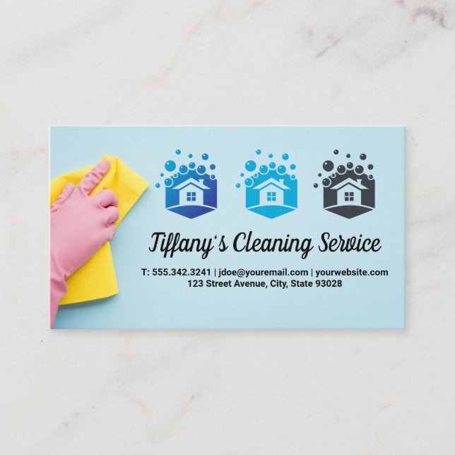 Cleaning Services | House Soap Bubbles Business Card (Front)