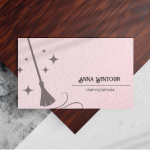 Cleaning Services Housekeeper Qr Code Blush Pink Business Card