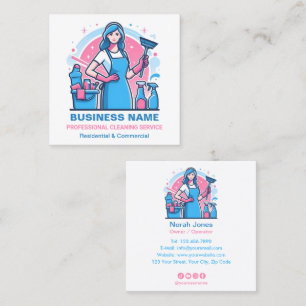 Cleaning Services Housekeeping Square Business Card