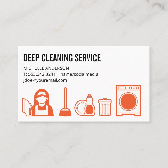 Cleaning Services Icons | Cleaner Business Card (Front)