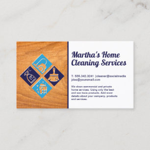 Cleaning Services icons   Wood Business Card