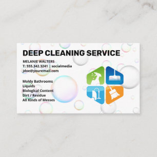 Cleaning Services Logo   Bubbles Background Business Card