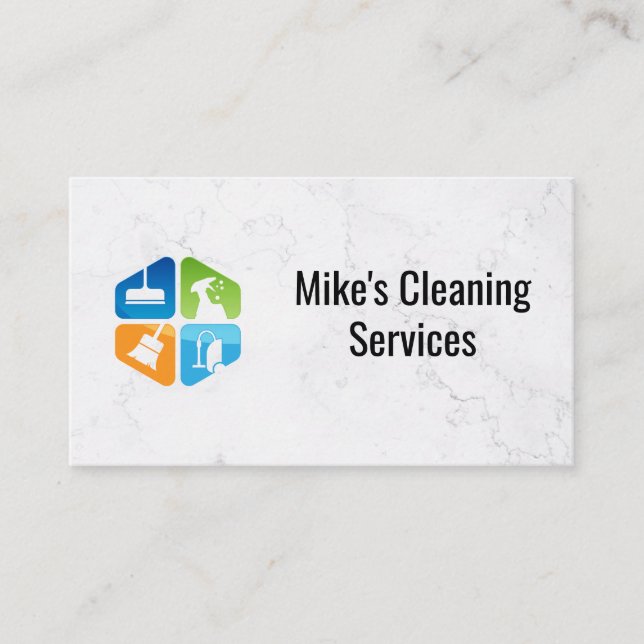 Cleaning Services Logo | House Cleanliness Business Card (Front)