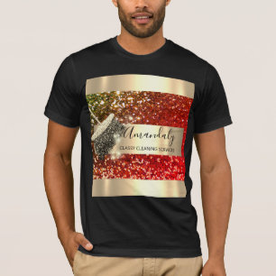 Cleaning Services Maid House Keeping Gold Glitter  T-Shirt