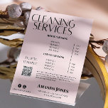 Cleaning Services Maid Price Pastel Pink Invitation<br><div class="desc">Flyer for cleaning services customizable with contact details,  plus qr code to link directly to your contact,  your instagram or your calendar to schedule an appointment for your services,  edit the services you offer and enhance your cleaning services business</div>