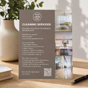 Cleaning Services Modern Taupe Photo Logo QR Flyer