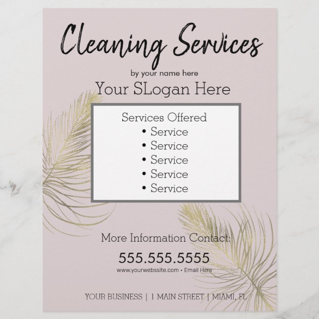 Cleaning Services Pink Gold Business Flyer (Front)
